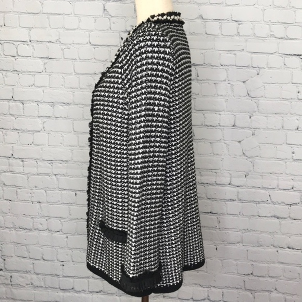 PETER NYGARD Black & White Knit Jacket sz M - Picture 4 of 8